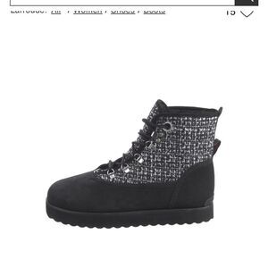 Larroude Suede Tweed Pattern Combat Boots